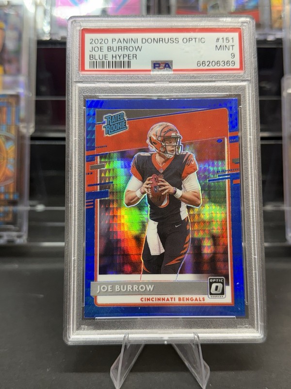 🚨 2020 Donruss Optic Joe Burrow BLUE HYPER RC PSA 9 🔥 Bengals Franchise QB 🚨