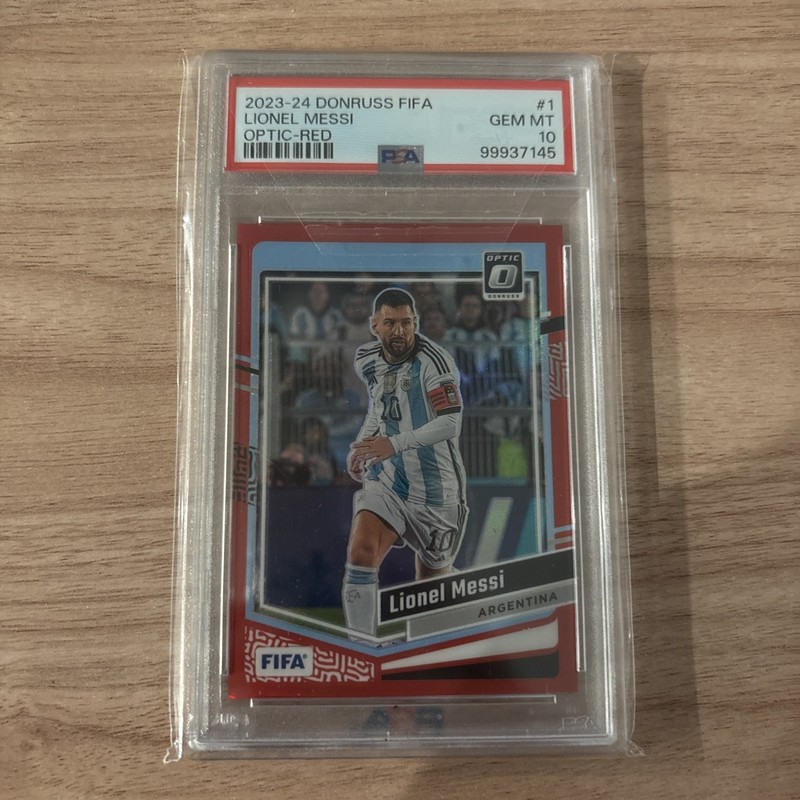 2023-24 Panini Donruss FIFA Argentina Lionel Messi Optic Red /199 PSA Mint 10