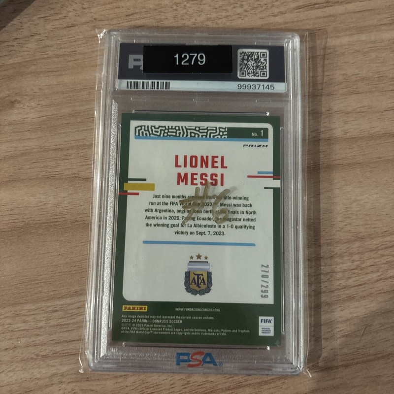 2023-24 Panini Donruss FIFA Argentina Lionel Messi Optic Red /199 PSA Mint 10 view 2