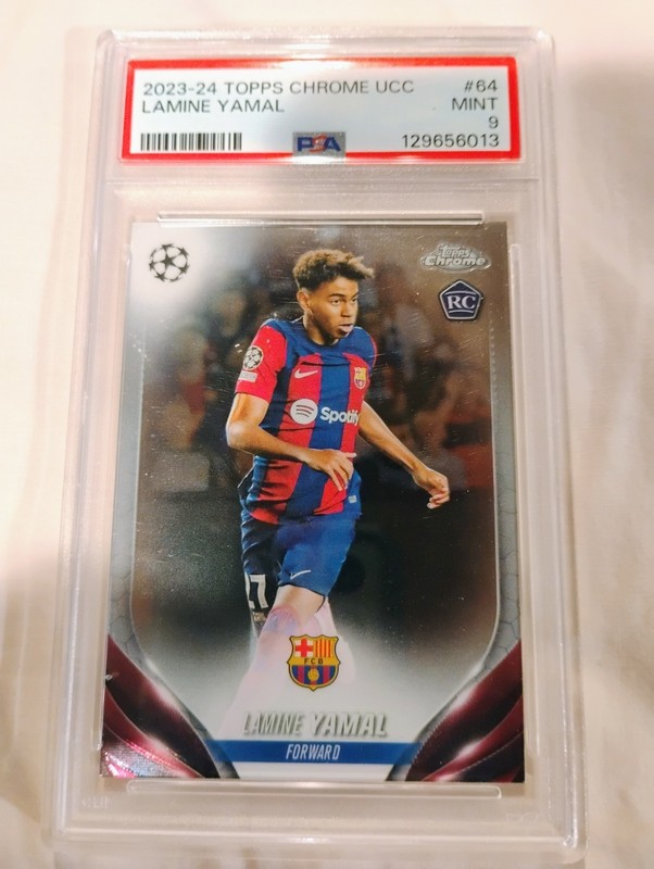 2023-24 TOPPS CHROME UEFA #64 LAMINE YAMAL PSA 9 BARCELONA