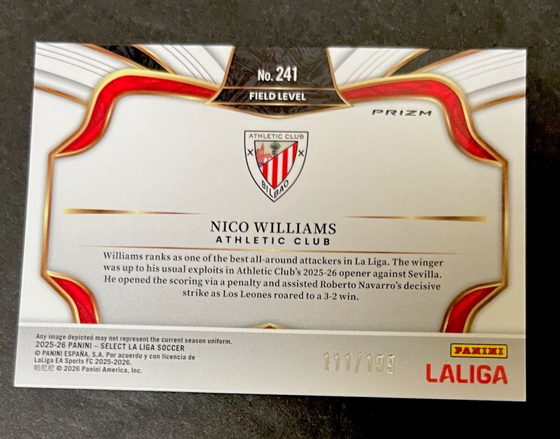 2025-26 Select Soccer ORANGE MOJO PRIZM SP /199 Nico Williams ATHLETIC CLUB 💥 view 2