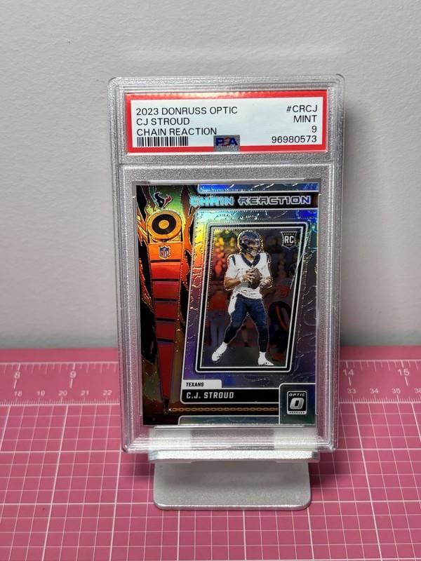 2023 Panini Donruss Optic Chain Reaction CJ STROUD #CR-CJ Prizm Insert RC PSA 9