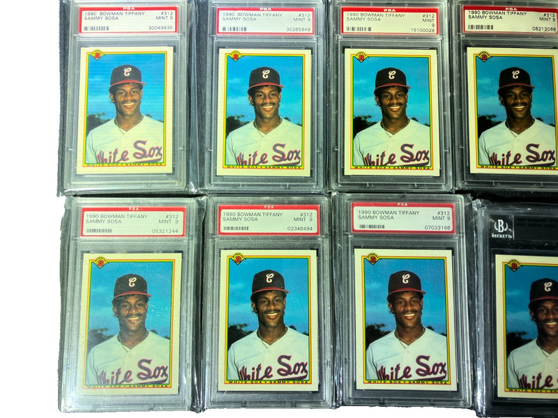 1990 Bowman Tiffany #312 Sammy Sosa RC - PSA 9 / BGS 9 " LOT OF 14 Total view 2