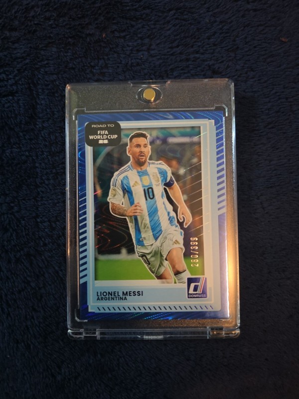 2025-26 Donruss Fifa World Cup Lionel Messi #154 Blue Swirl/399 COLOR MATCH SSP