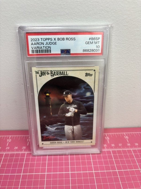 Aaron Judge 2023 Topps X Bob Ross Joy of Baseball Variation #86 SP PSA 10 Yankee view 2