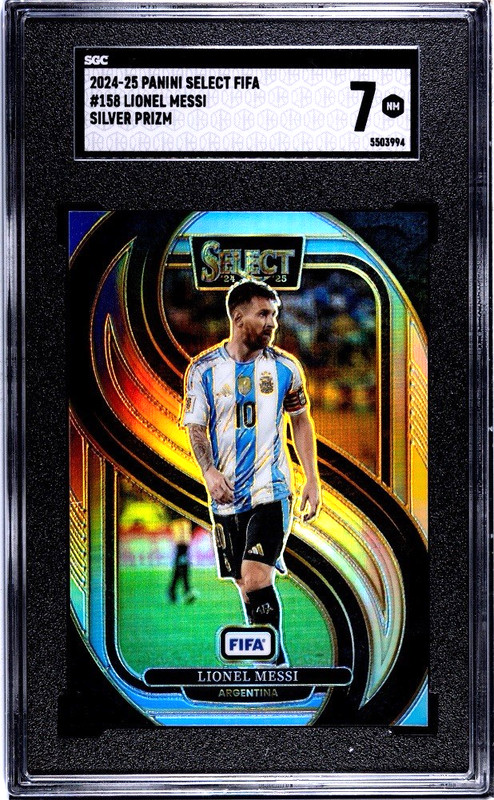 Lionel Messi 2024-25 Panini Select FIFA #158 Silver Prizm Argentina SGC 7 NM