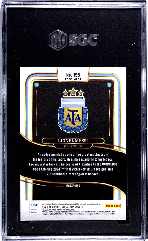 Lionel Messi 2024-25 Panini Select FIFA #158 Silver Prizm Argentina SGC 7 NM view 2