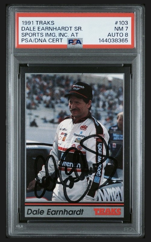 1991 TRAKS Dale Earnhardt Sr. #103 Autographed PSA Near Mint 7 / AUTO 8
