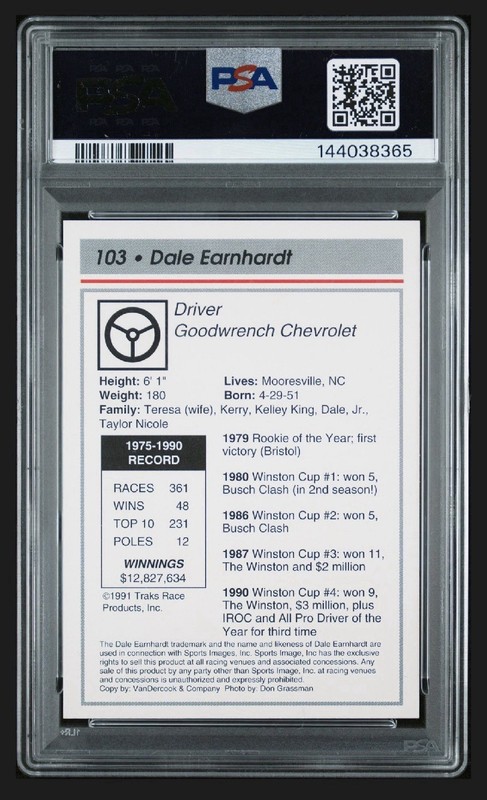 1991 TRAKS Dale Earnhardt Sr. #103 Autographed PSA Near Mint 7 / AUTO 8 view 2