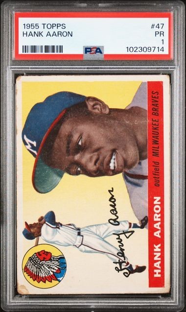 1955 Topps # 47 HANK AARON - PSA 1 - HOF MILWAUKEE BRAVES