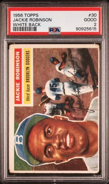 1956 Topps # 30 JACKIE ROBINSON - PSA 2 - WHITE BACK HOF BROOKLYN DODGERS