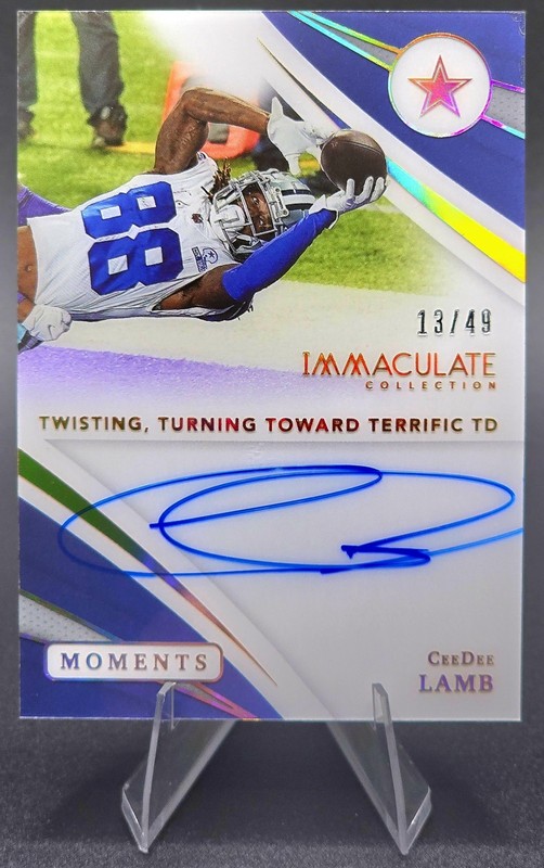 2021 Panini Immaculate CeeDee Lamb Immaculate Moments Auto 13/49 Cowboys On Card