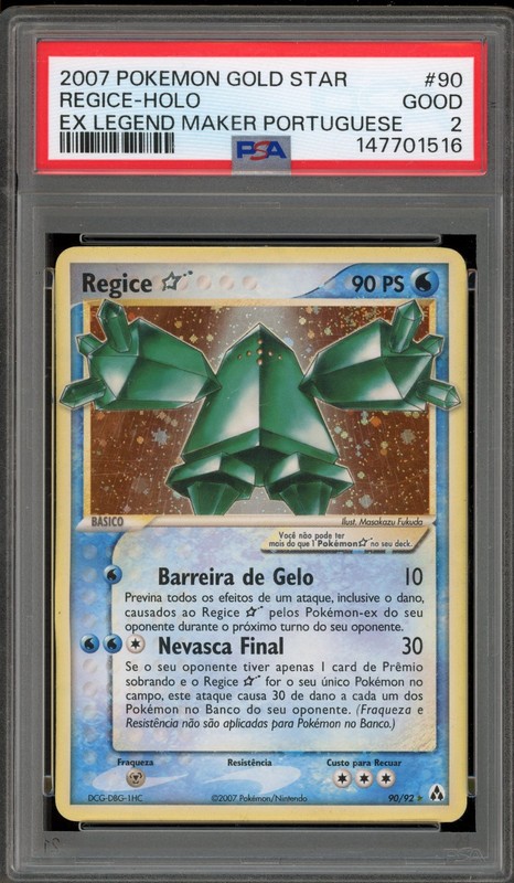 Pokemon Regice Gold Star EX Legend Maker Holo Ultra Rare #90 PSA 2