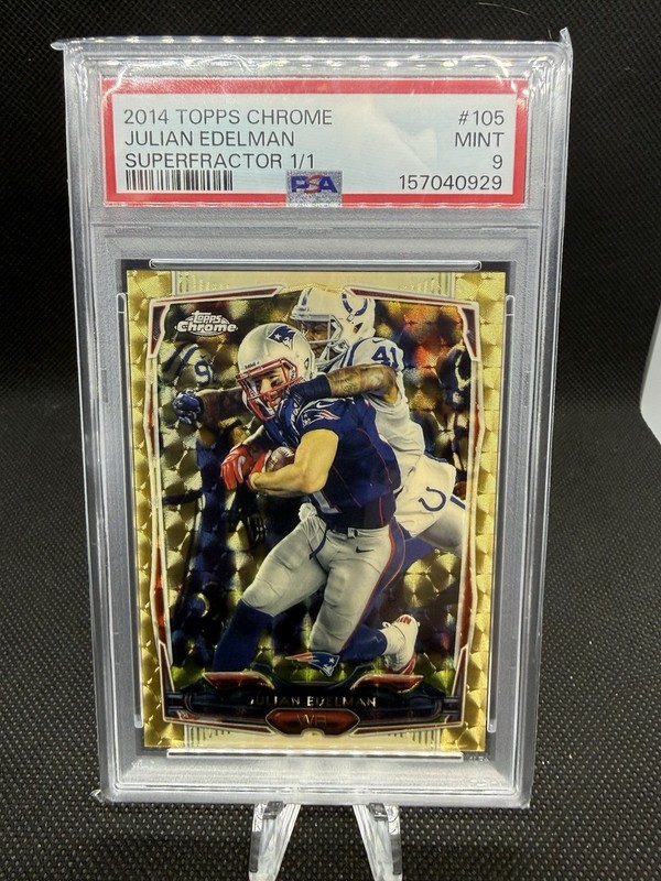 Julian Edelman, Topps Chrome, Gold, SUPERFRACTOR 1/1, PSA 9,