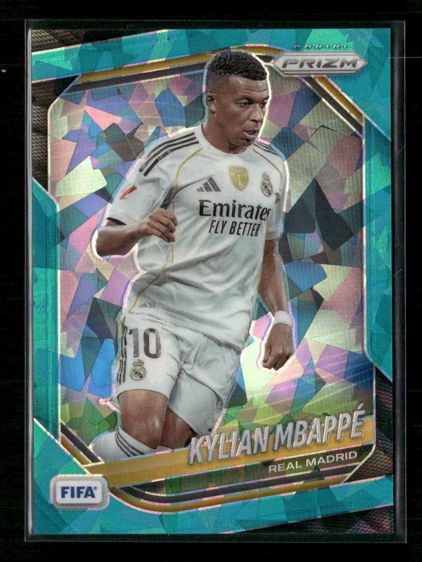 2025-26 Prizm FIFA Kylian Mbappe Teal Cracked Ice Prizm #/99 #181