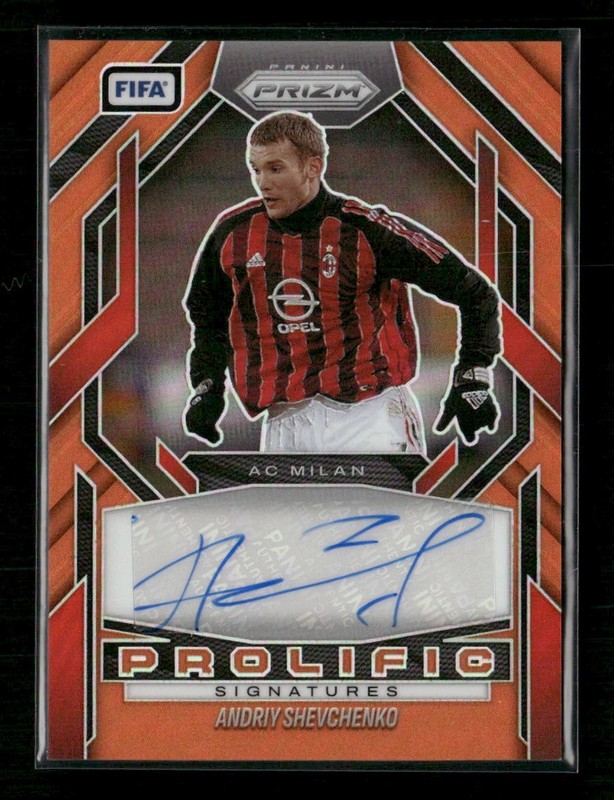 2025-26 Prizm FIFA Andriy Shevchenko Prolific Signatures Auto Orange Prizm #/25