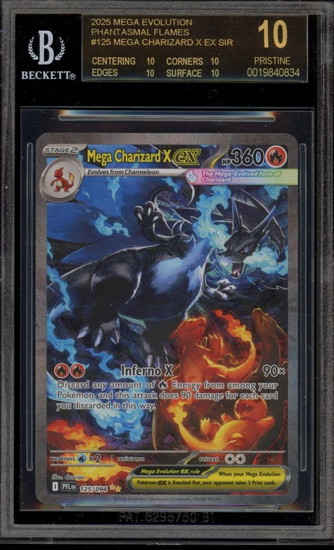 Pokemon Mega Charizard X ex Phantasmal Flames SIR #125 BGS 10 BLACK LABEL