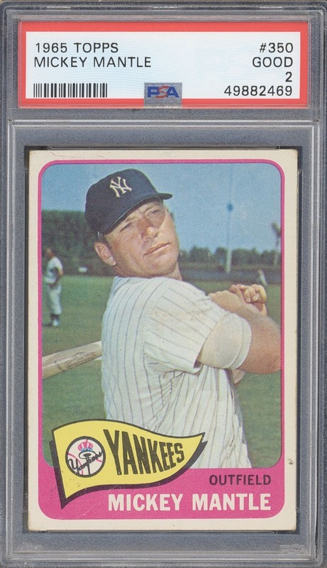 1965 Topps #350 MICKEY MANTLE - PSA 2 - Legendary Yankees HOF The Mick