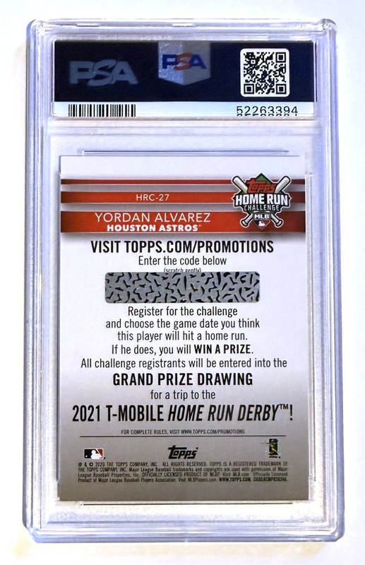 2020 Topps Home Run Challenge RC Yordan Alvarez #HRC27 PSA 10! Rookie! POP 6! view 2