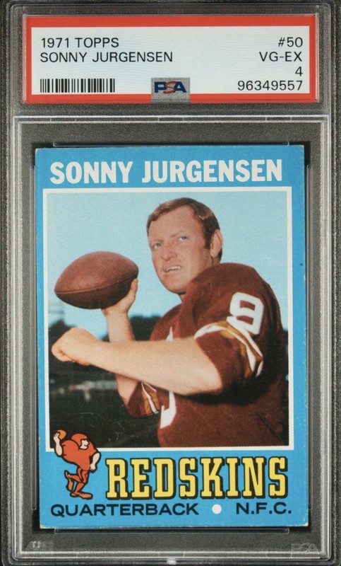 1971 Topps SONNY JURGENSEN 50 PSA 4 WASHINGTON REDSKINS Graded Football Card Vtg