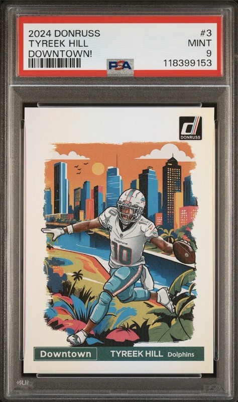 2024 Panini Donruss #3 Tyreek Hill Downtown! Miami Dolphins PSA 9 Cheetah 🐆