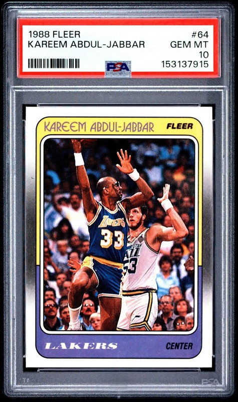 1988 Fleer Basketball #64 - Kareem Abdul-Jabbar -  🏀 PSA GEM MT 10 💎