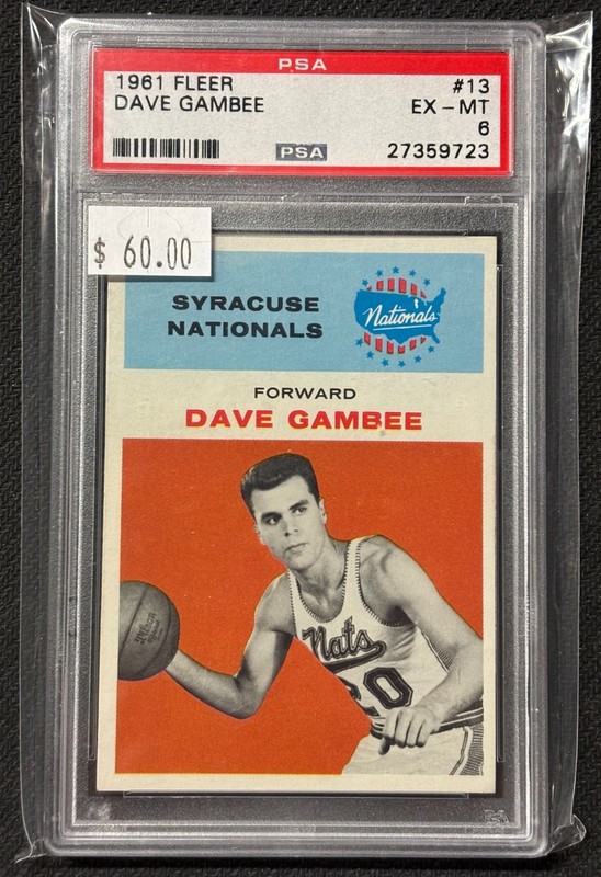 1961 Fleer PSA 6 Dave Gambee #13 Syracuse Nationals VINTAGE NBA