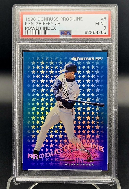 1998 Donruss Production Line Ken Griffey Jr Power Index /1028 #5 PSA 9 MINT