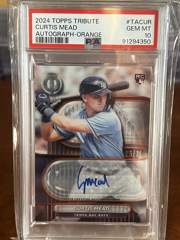 2024 Topps Tribute  Auto Curtis Mead Orange /25 NATIONALS PSA 10🔥 RC AUTO🔥