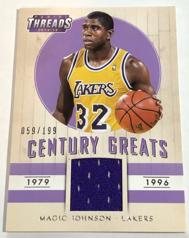 2014-15 Panini Threads Magic Johnson Century Greats Game Used Jersey  /199