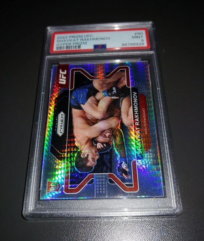 Shavkat Rakhmonov 2023 Panini UFC Hyper Prizm PSA 9 #80 view 2