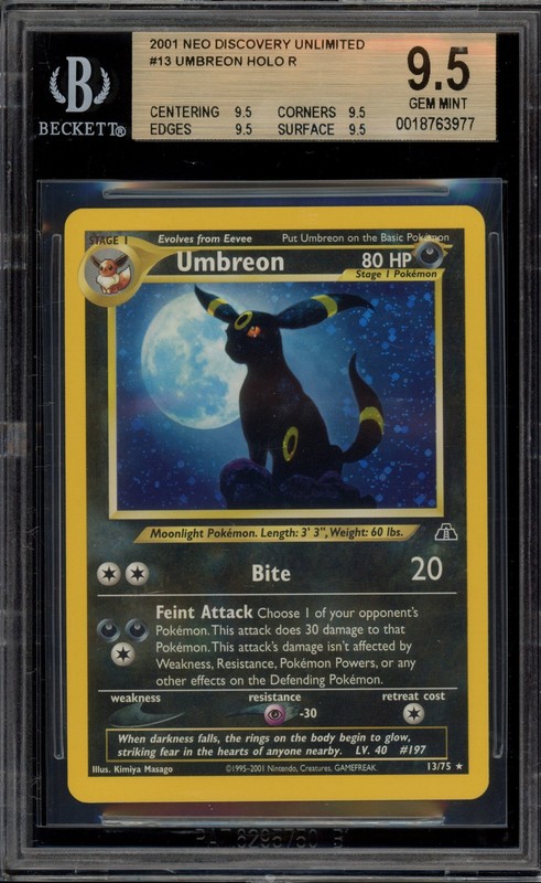 Pokemon Umbreon Neo Discovery Unlimited Holo Rare #13 BGS 9.5