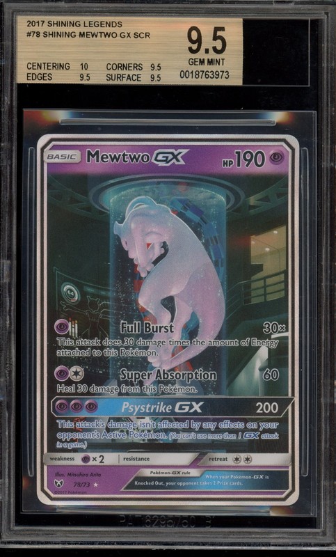 Pokemon Mewtwo GX Shining Legends Secret Rare #78 BGS 9.5