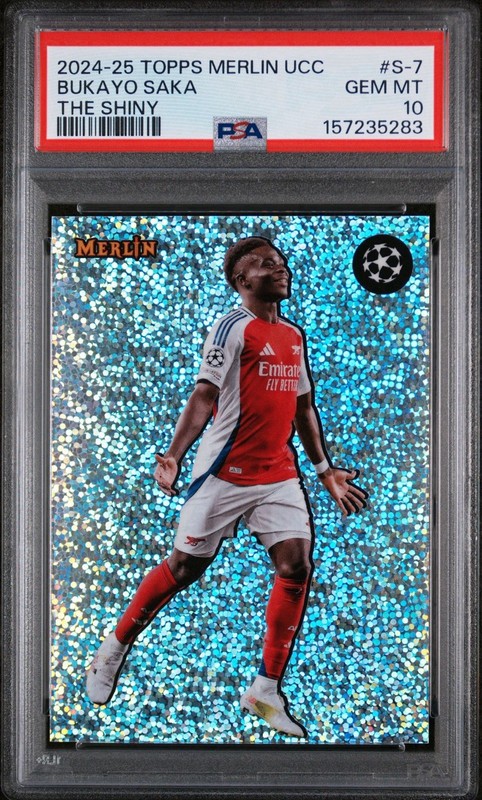 2024-25 Topps Merlin UEFA Club Competitions The Shiny Bukayo Saka #S-7 PSA 10
