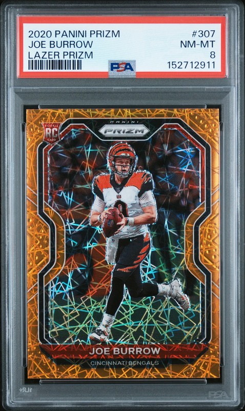 PSA 8 2020 Panini Prizm Joe Burrow Lazer Rookie RC #307
