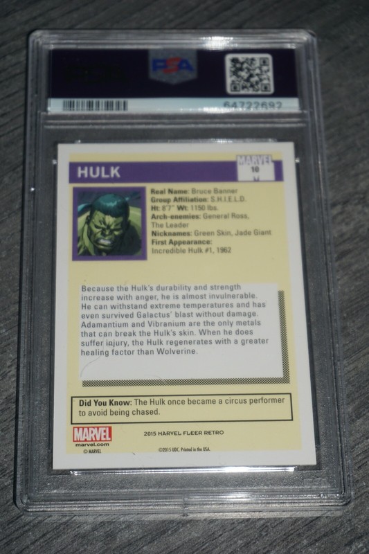 Hulk #10 2015 Fleer Retro Marvel 90 Impel Universe Mint Psa 9 view 2
