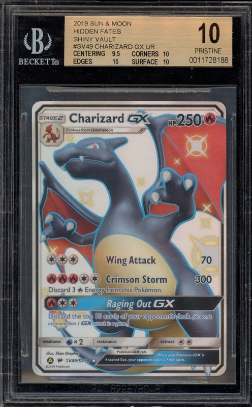 Pokemon Charizard GX Hidden Fates Full Art #SV49 BGS 10 Pristine