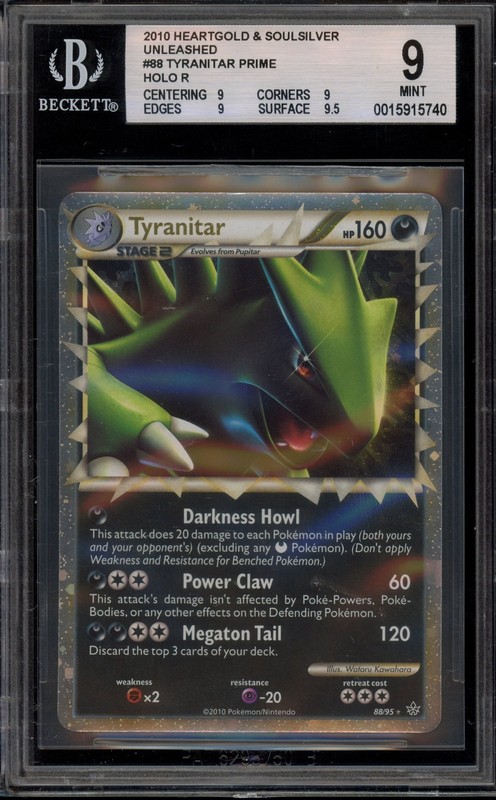 Pokemon Tyranitar Prime Unleashed Holo Ultra Rare #88 BGS 9 Mint
