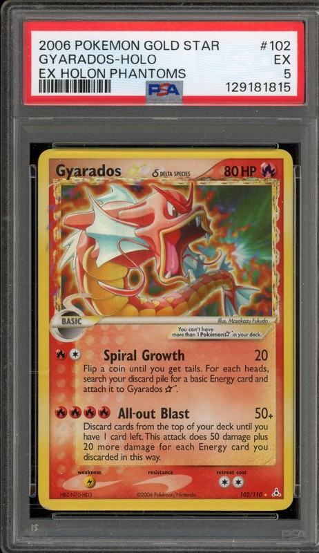 Pokemon Gyarados Gold Star EX Holon Phantoms Holo Ultra Rare #102 PSA 5