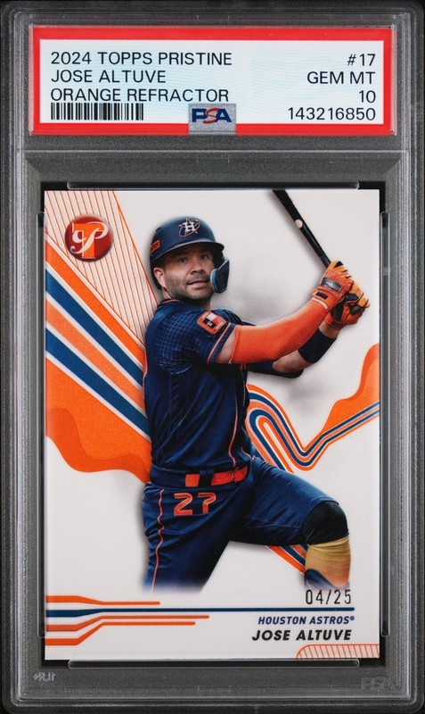 2024 Topps Pristine Jose Altuve #17 Orange Refractor 4/25 PSA 10