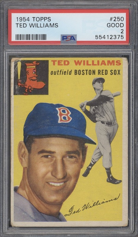 1954 Topps #250 TED WILLIAMS - PSA 2 - Red Sox HOF Legend Splendid Splinter