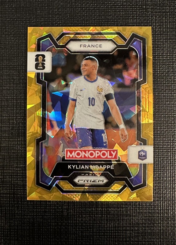 2026 FIFA World Cup Panini Prizm Monopoly Kylian Mbappe Gold Cracked Ice Prizm 7