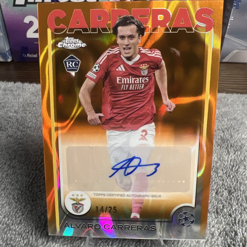 2024-25 Topps Chrome Uefa Alvaro Carreras Chrome Auto Orange /25 CA-AC - Rookie