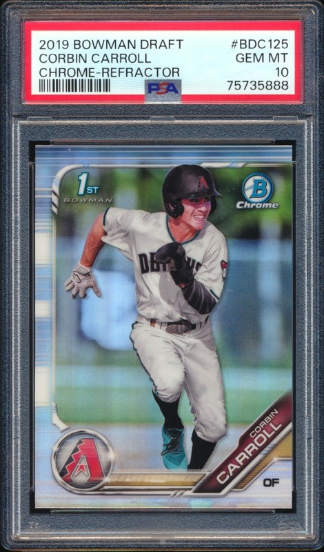 2019 BOWMAN DRAFT CORBIN CARROLL CHROME REFRACTOR #BDC-125 DIAMONDBACKS PSA 10