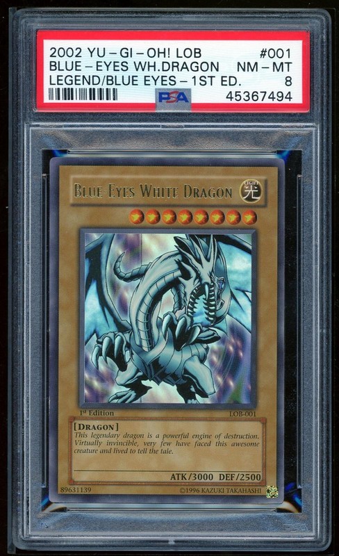 Blue Eyes White Dragon LOB-001 1st Edition FOIL LINE ERROR Yugioh PSA 8 *494