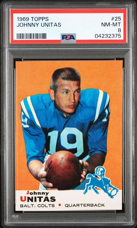 1969 Topps Football #25 Johnny Unitas PSA 8