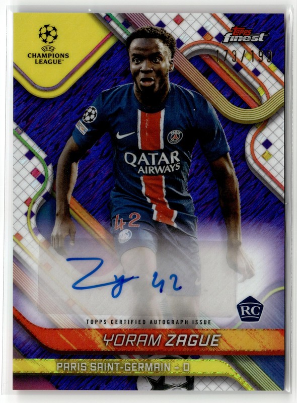 Yoram Zague Rookie Auto 2024-25 Finest UEFA CC #BA-YZ Purple Shimmer #/199