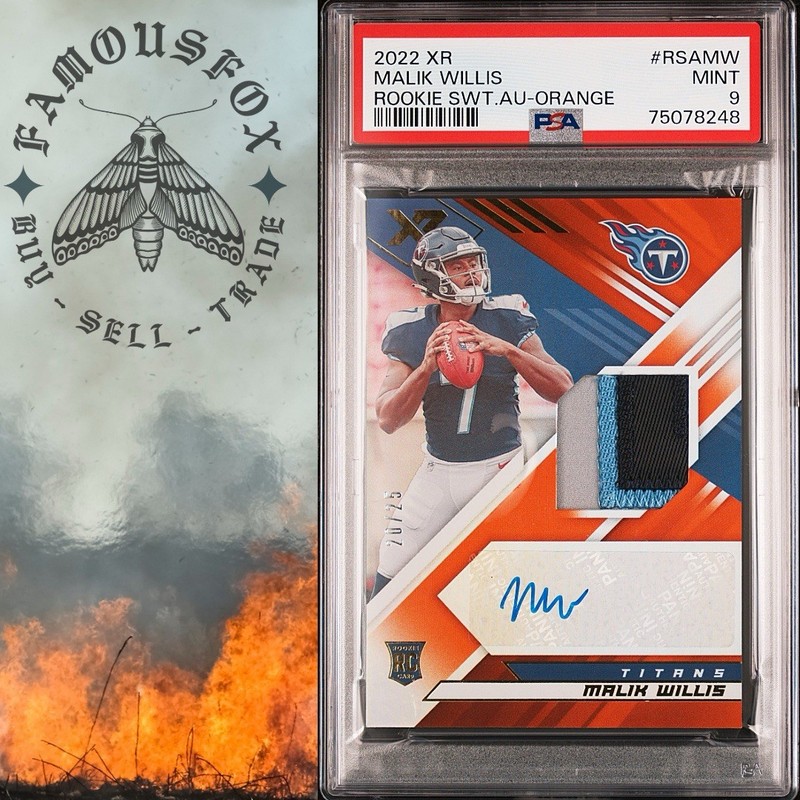 2022 PANINI XR FOOTBALL MALIK WILLIS RPA ROOKIE AUTO ORANGE #/25 RC AUTO PSA 9
