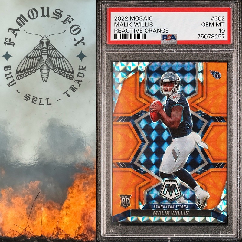 Panini 2022 Mosaic Malik Willis RC #302 Reactive Orange Prizm PSA 10 Rookie