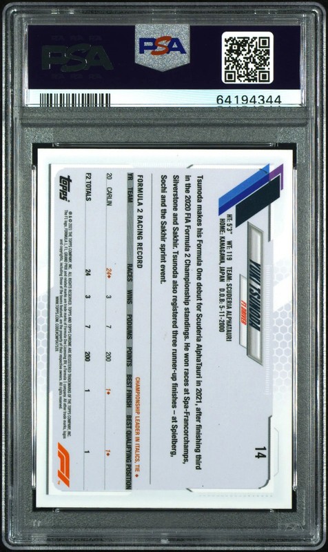 2021 Topps Chrome F1 - Yuki Tsunoda #14b SP - PSA 10 - SP - PSA 10 view 2